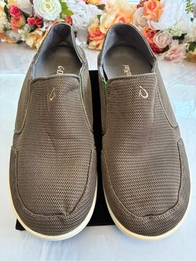 OluKai Nohea Mesh Men’s Slip-On Shoes Mustang Lime Peel Brown Comfort Size 10